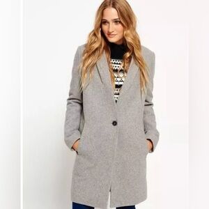 Superdry Grey Wool Istegade Coat Size Medium